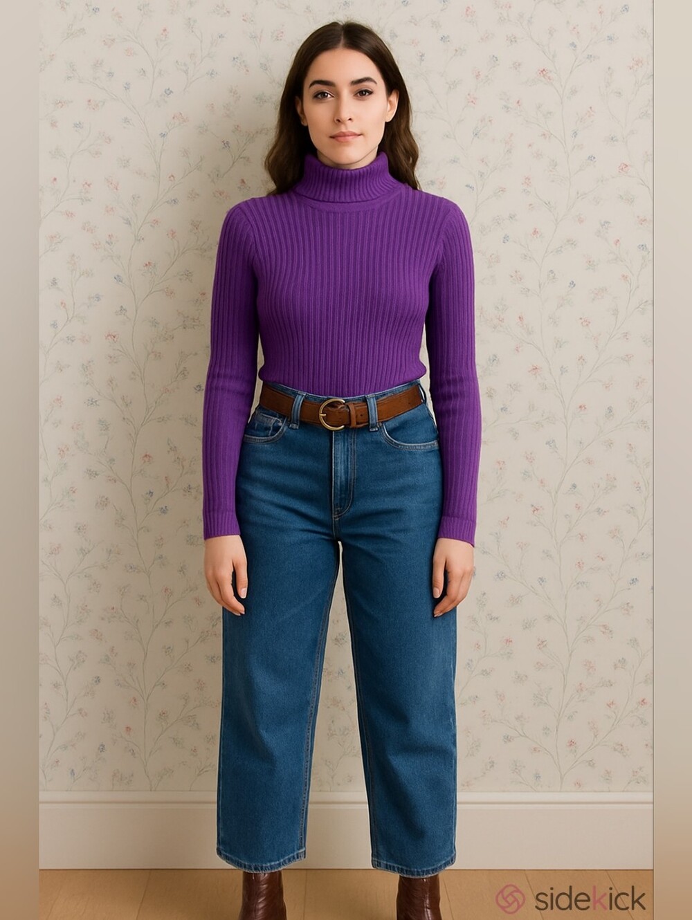 Faded Glory Turtleneck XL Top Ribbed Long Sleeve Sweater Organic Cotton Vintage